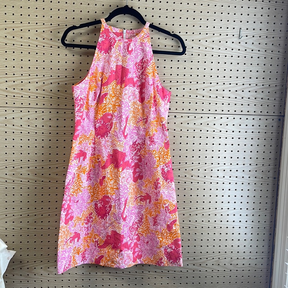 Lilly Pulitzer orange and pink printed sleeveless racer back dress